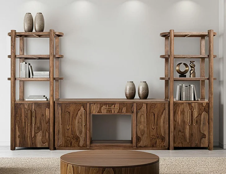 IFD Balam Wall Unit and Fireplace in Brown