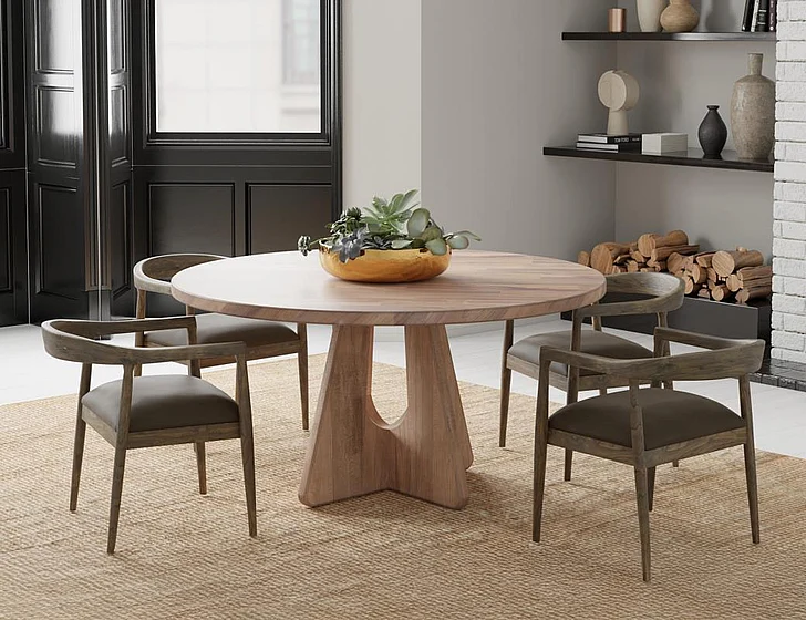 IFD Balam 47 Inch 5pc Round Dining Set in White