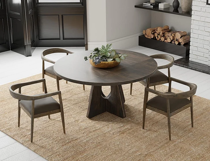 IFD Balam 47 Inch 5pc Round Dining Set in Black