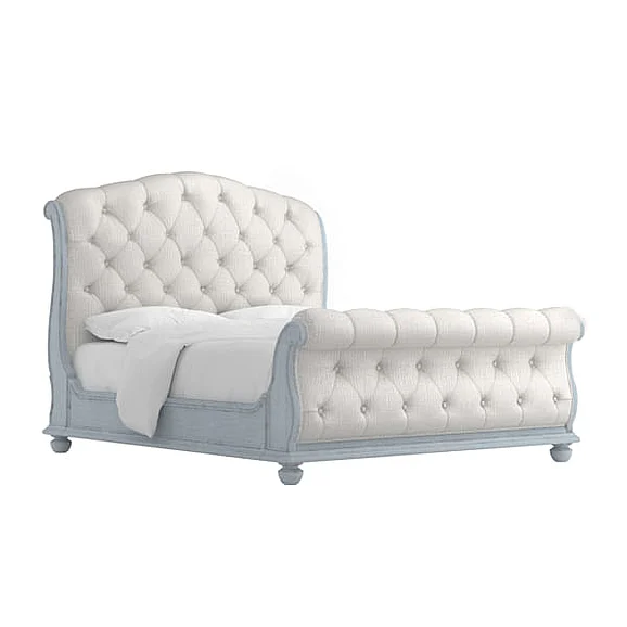 A.R.T. Furniture Summer Creek King Upholstered Sleigh Bed in Shutter Blue