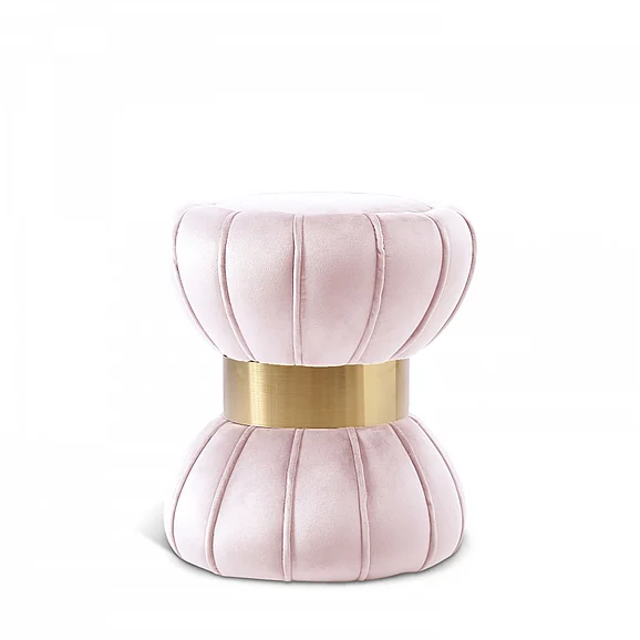 Meridian Vino Velvet Ottoman | Stool in Pink Velvet 145Pink