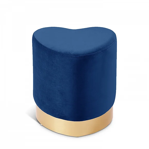 Meridian Heart Velvet Ottoman | Stool in Navy Velvet 125Navy