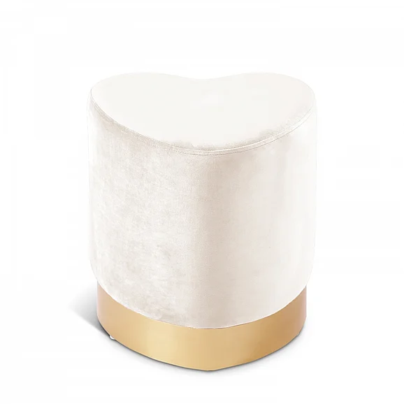 Meridian Heart Velvet Ottoman | Stool in Cream Velvet 125Cream