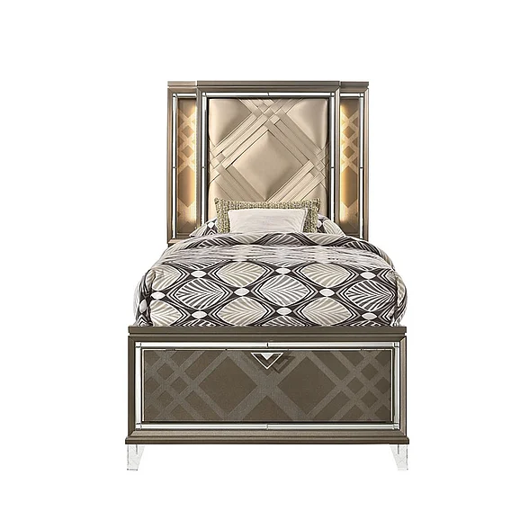 ACME Skylar Twin Bed w/ Storage in Dark Champagne 25340T