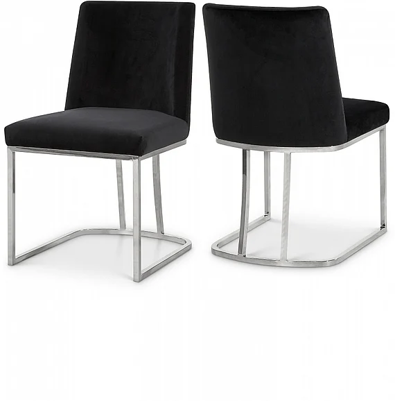 Meridian Heidi Velvet Dining Chair in Black Velvet 728Black-C