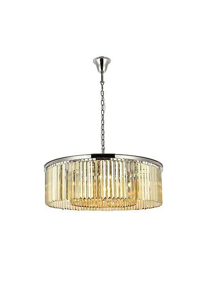 Elegant Sydney 10 Light Polished Nickel Chandelier Golden Teak (Smoky) Royal Cut Crystal 1238G43PN-GT/RC