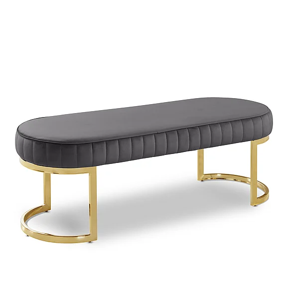 Meridian Lemar Velvet Bench in Grey Velvet 106Grey