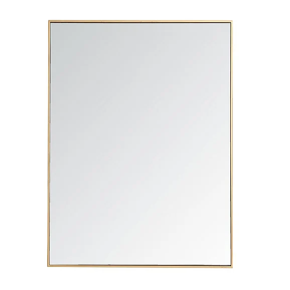 Elegant Metal Frame Rectangle Mirror 36 In. in Brass MR43648BR