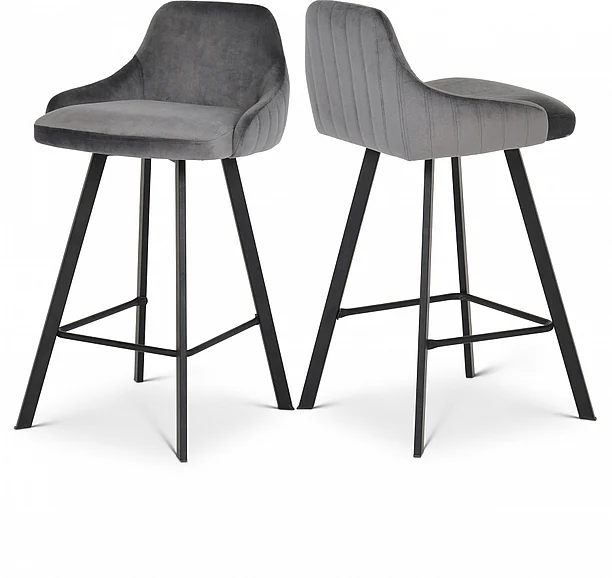 Meridian Viviene Velvet Counter Stool in Grey Velvet 761Grey
