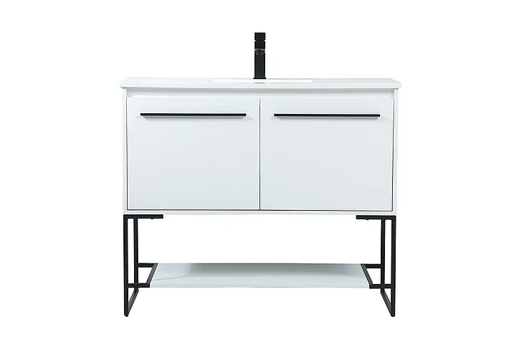 Elegant 40 In. Single Bathroom Vanity in White VF42540MWH