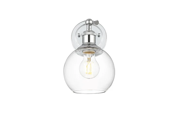 Elegant Kai 1 Light Chrome and Clear Bath Sconce LD7325W6CH