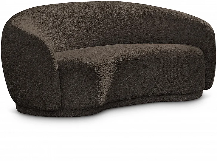 Meridian Hyde Boucle Fabric Loveseat in Brown Boucle Fabric 693Brown-L