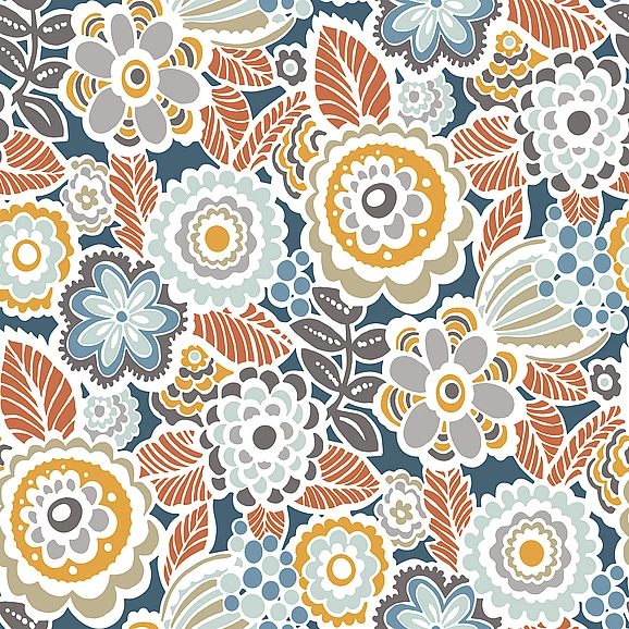 York A-Street Prints Lucy Navy Floral Wallpaper (Double Roll) 2903-25866