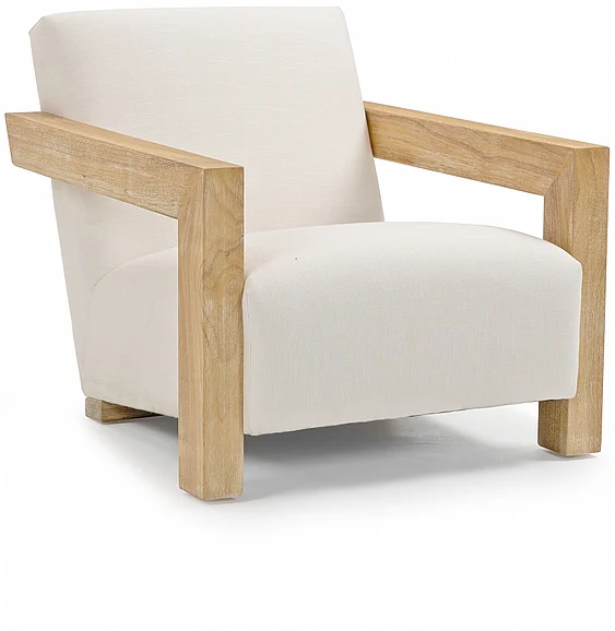 Meridian Ward Linen Textured Fabric Accent Chair in Cream Linen Textured Fabric 479Cream