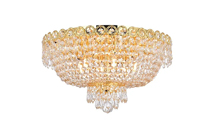 Elegant Century 6 Light Gold Flush Mount Clear Royal Cut Crystal V1900F18G/RC
