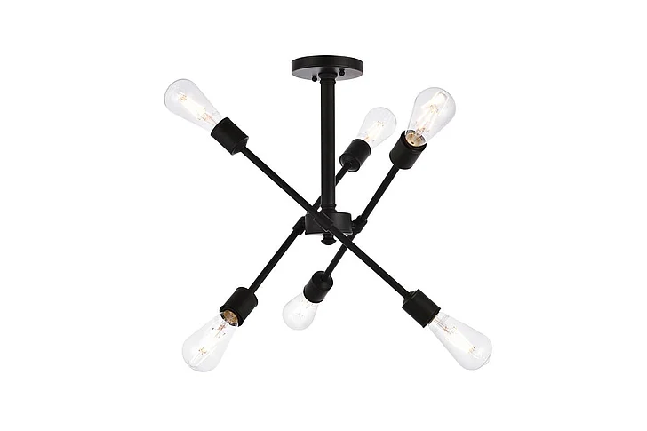 Elegant Axel 6 Lights Black Flushmount LD8003D17BLA