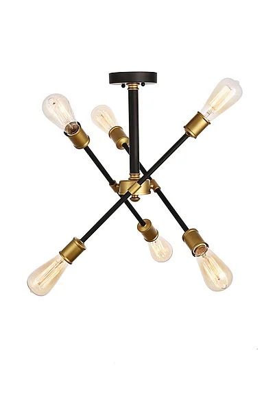 Elegant Axel Collection Flushmount D17.1 H16.6 LT:6 Black and Brass Finish LD8003D17BK