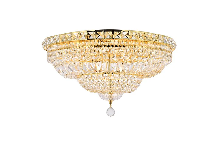 Elegant Tranquil 12 Light Gold Flush Mount Clear Royal Cut Crystal V2528F24G/RC