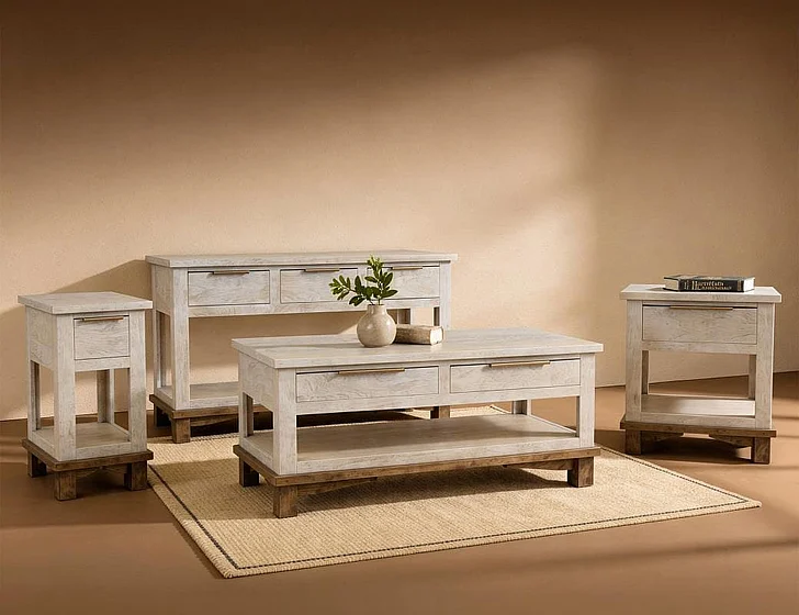 IFD Golden Loft 2pc Occasional Living Room Set in Light Gray