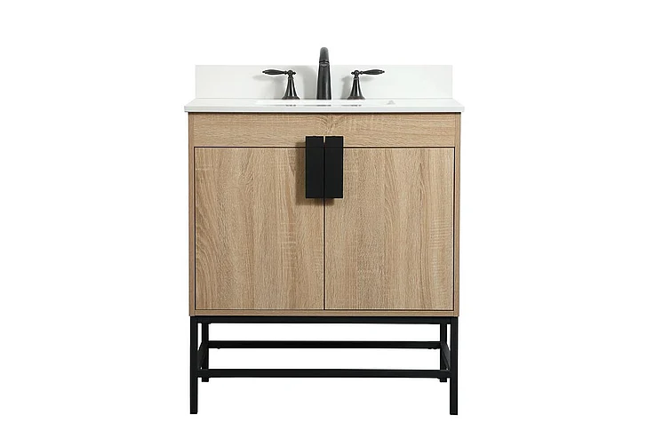 Elegant 30 In. Single Bathroom Vanity in Mango Wood with Backsplash VF48830MW-BS CLOSEOUT