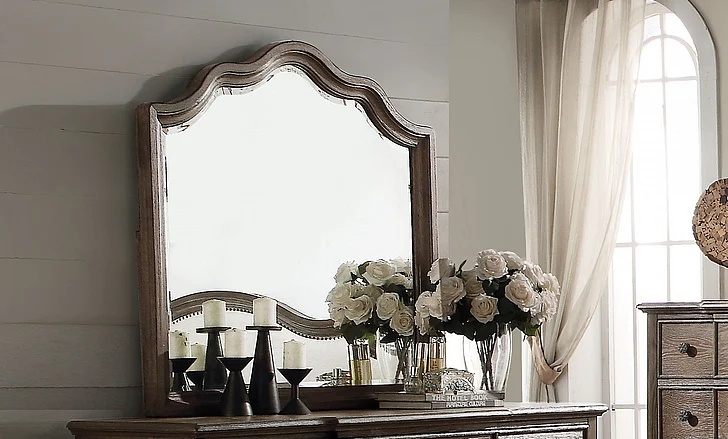 Acme Baudouin Landscape Mirror in Weathered Oak 26114