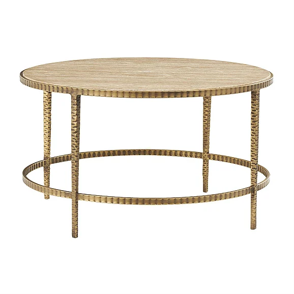 UMA Gold Marble Living Room Coffee Table with Gold Metal Legs, 31" x 31" x 18" | 26116