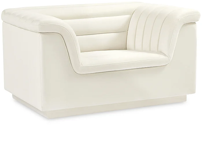 Meridian Cascade Velvet Fabric Chair in Cream Velvet Fabric 192Cream-C