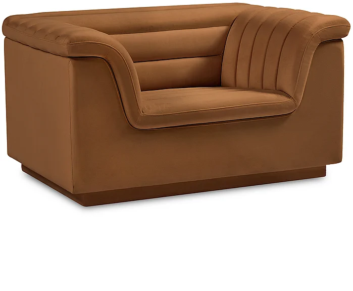 Meridian Cascade Velvet Fabric Chair in Saddle Velvet Fabric 192Saddle-C