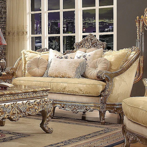 Homey Design HD-2626 Loveseat in Metallic Bright Gold HD-L2626