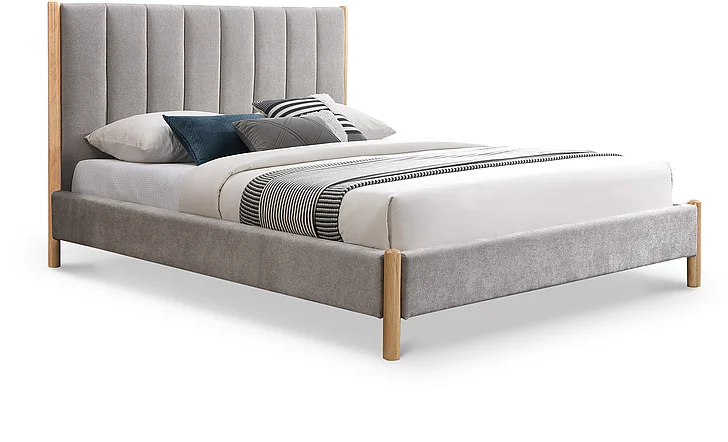 Meridian Kona Fabric Full Bed in Grey Polyester Fabric KonaGrey-F