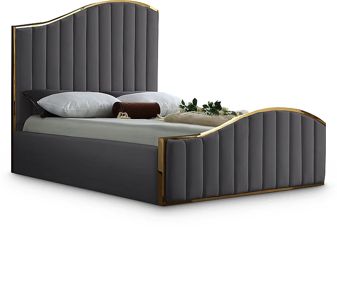 Meridian Jolie Velvet King Bed in Grey Velvet JolieGrey-K