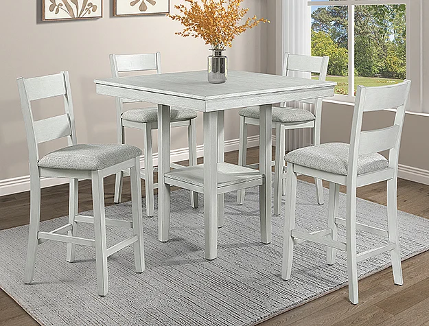 Crown Mark Lester 5-Pc Counter Height Table in Driftwood 2631SET-DW