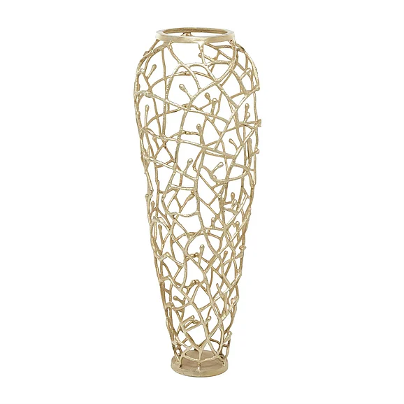 UMA Aluminum Metal Coral Cutout Decorative Vase in Gold 26369