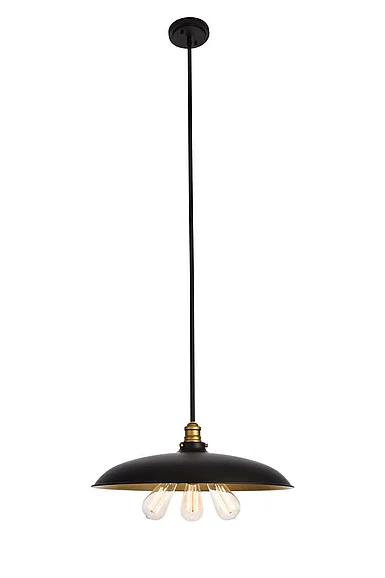 Elegant Anders Collection Chandelier D20.5 H6.5 LT:3 Black and Brass Finish LD8004D20BK