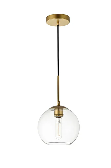 Elegant Baxter 1 Light Brass Pendant with Clear Glass LD2206BR