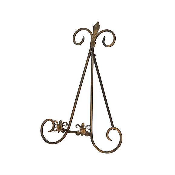 UMA Gold Metal Scroll Display Easel with Foldable Stand, 11" x 10" x 14" | 26427