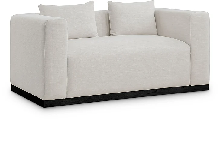 Meridian Alfie Linen Textured Fabic Loveseat in Beige Linen Textured Fabic 642Beige-L
