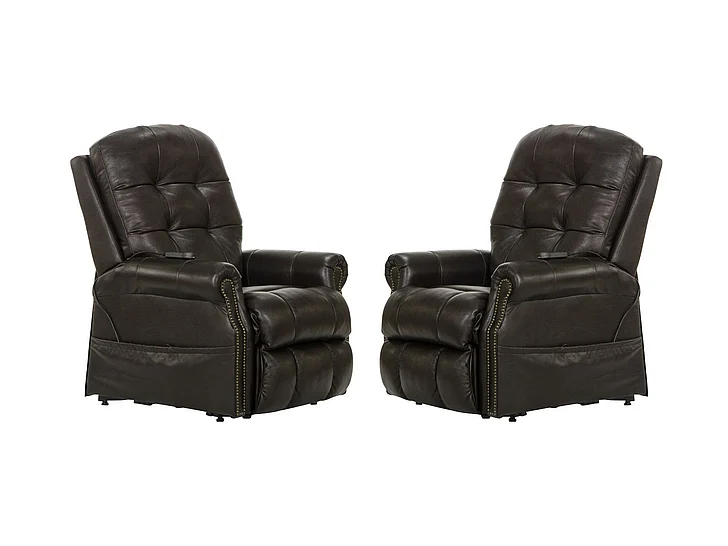 Catnapper Madison Power Lift Lay Flat Recliner w/ Heat & Msg (Italian Leather) in Chocolate 4891 (Set of 2)