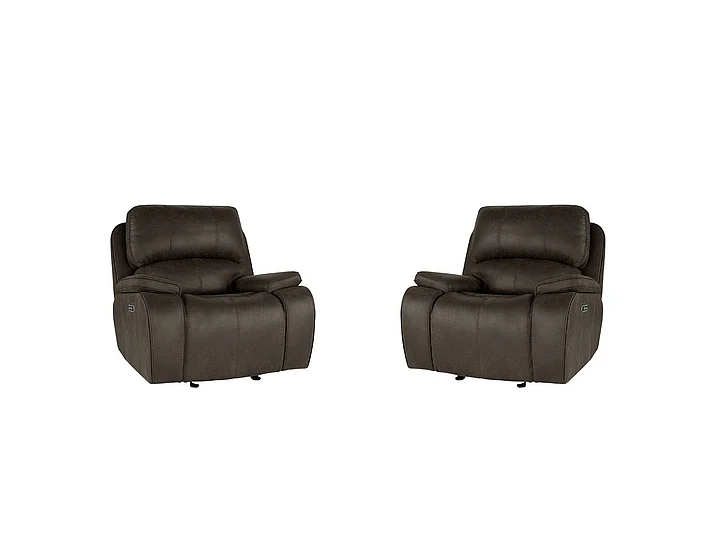 New Classic Brookings Glider Recliner w/ Power Headrest & Footrest - Brown U093-13P2-BRN (Set of 2)