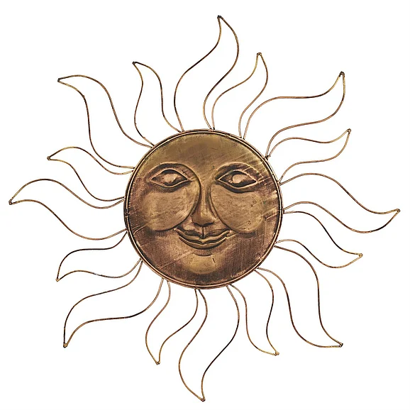 UMA Copper Metal Sun Indoor Outdoor Home Wall Decor with Wire Frame, 30" x 1" x 30" | 26542