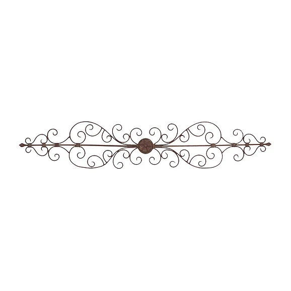 UMA Brown Metal Scroll Long Slim Home Wall Decor, 44" x 8" x 1" | 26545