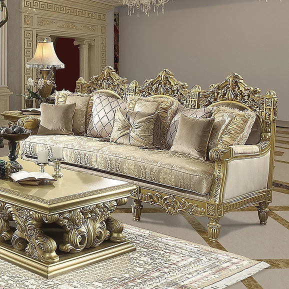 Homey Design HD-2659 Sofa in Metallic Bright Gold HD-S2659