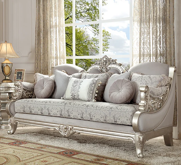 Homey Design HD-2662 Sofa in Metallic Silver HD-S2662