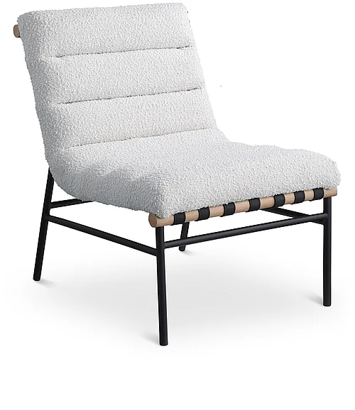 Meridian Burke Boucle Fabric Accent Chair in Cream Boucle Fabric 411Cream