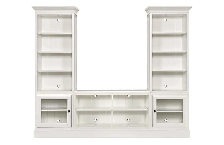 Hammary Structures Quad Bookcase Console W/Display in Pure White 267-401R