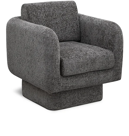 Meridian Alessandra Chenille Fabric Dining Chair / Accent Chair in Grey Chenille Fabric 472Grey