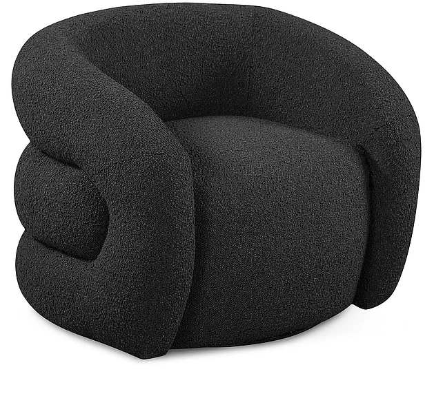 Meridian Roxbury Boucle Fabric Dining Chair / Accent Chair in Black Boucle Fabric 473Black