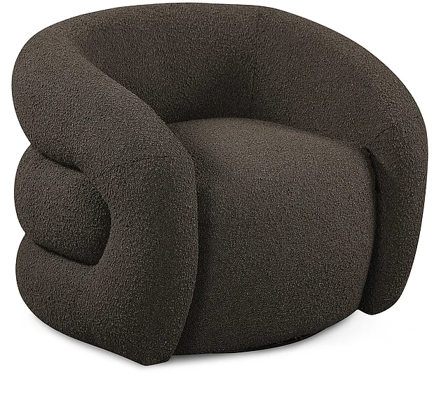 Meridian Roxbury Boucle Fabric Dining Chair / Accent Chair in Brown Boucle Fabric 473Brown