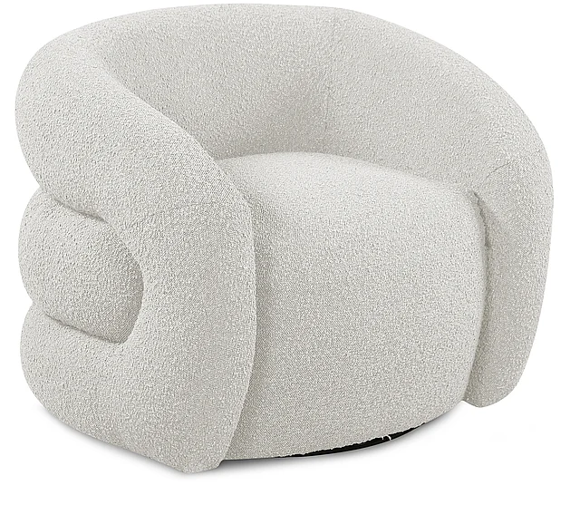 Meridian Roxbury Boucle Fabric Dining Chair / Accent Chair in Cream Boucle Fabric 473Cream