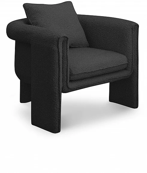 Meridian Stylus Boucle Accent Chair in Black Boucle Fabric 425Black